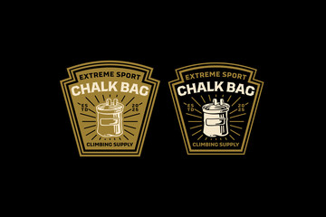 climbing chalk bag pouch equipment retro badge logo vector design collection set for adventure, climbing, explorer, mountaineer, climber