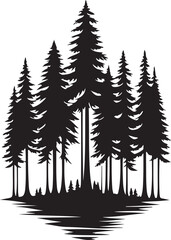 Obraz premium Pine Tree Forest Silhouette Vector Design, Fir Trees Silhouettes