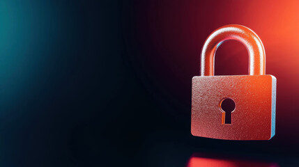 stylized padlock hovering over digital background, symbolizing security and protection