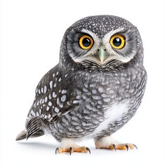 Fototapeta premium Distinctive burr owl with unique features captured in stunning detail against a bright white background