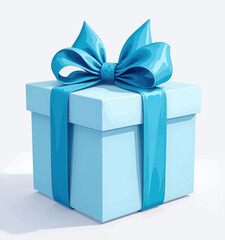 Obraz premium Light Blue Gift Box with Teal Satin Bow