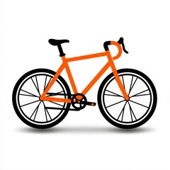 Minimal bicycle outline icon in orange isolated on a white background ideal for cycling and healthy lifestyle concepts