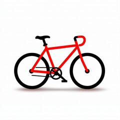 Obraz premium Minimal bicycle outline icon in red isolated on a white background perfect for cycling and fitness related designs