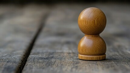 Wooden Double Ball Figurine on Rustic Wooden Surface