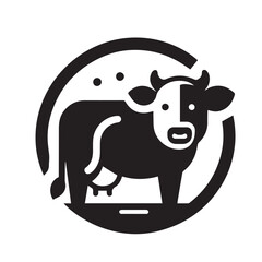 Fototapeta premium Simple Black and White Silhouette of a Cow