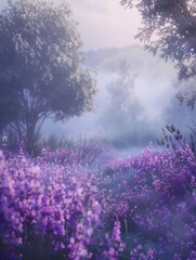 Fototapeta premium Enchanted Lavender Fields, A Serene Escape into Nature's Tranquility