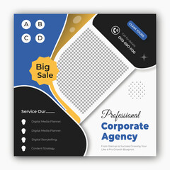Digital marketing and corporate business promotion social media post design banner template