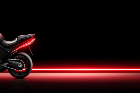Sleek motorcycle design with glowing red accents against a dark background