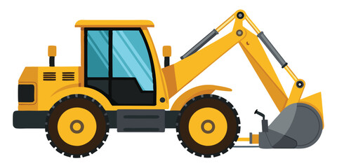 Powerful Yellow Excavator with Big Bucket for Construction and Demolition Work