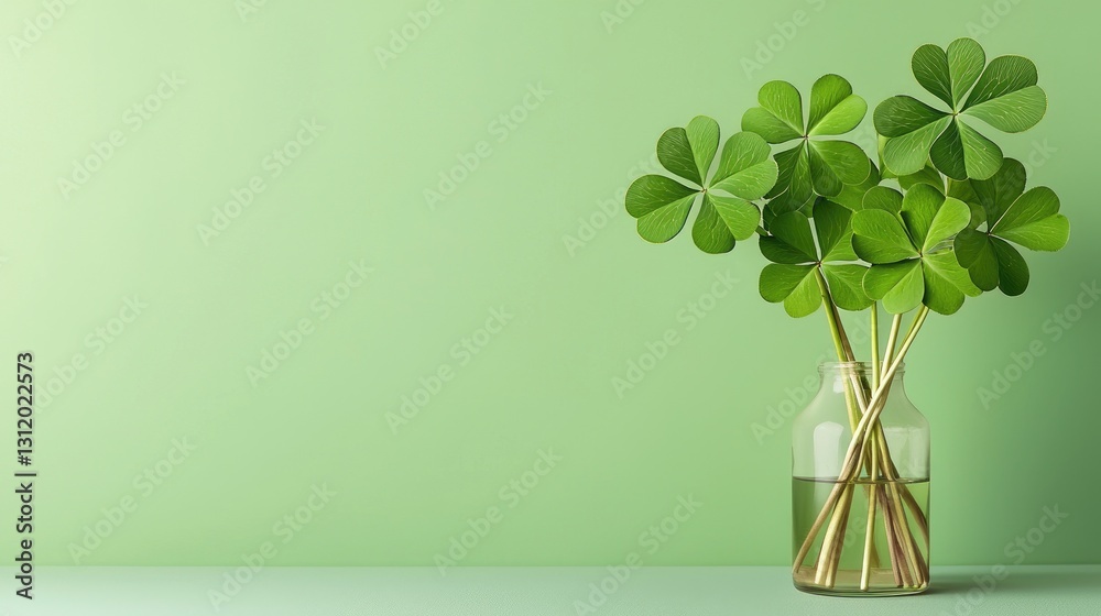 Fototapete a festive st. patricks day graphic with a handcrafted clover and a blank area for text insertion