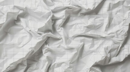 Obraz premium a crumpled white paper with a faint grid overlay, depicted with hyper-realistic detail. The texture should show intricate folds and creases
