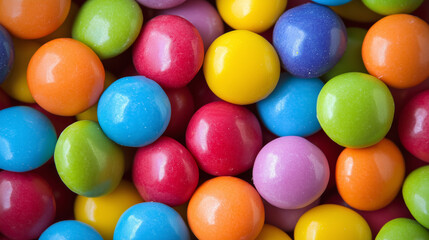 The multicolor candies shine with their vibrant, eye-catching hues.

