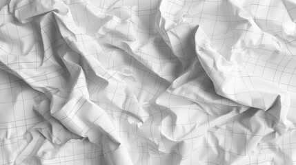 Obraz premium a crumpled white paper with a subtle grid pattern, highly detailed and realistic. The folds and creases should be prominent