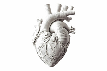 Black and white vector illustration of a human heart with cracks.