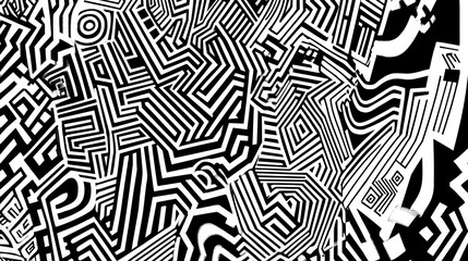 Striking Monochrome Maze, A Captivating Interplay of Lines and Shapes