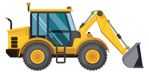 Powerful Yellow Excavator Loader Machine for Construction and Demolition Work