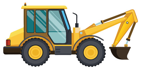 Powerful Yellow Excavator Tractor for Construction and Demolition Work