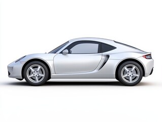 Fototapeta premium Striking silver sports car with a matte finish presented in side view isolated to emphasize its exciting and modern look