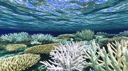 Obraz premium Underwater coral reef scene with vibrant colors and clear water