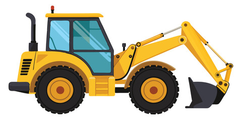 Powerful Yellow Excavator Backhoe Loader Machine for Construction Site Work