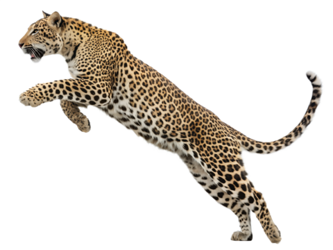 leopard is jumping, isolated on a transparent background - Powered by Adobe