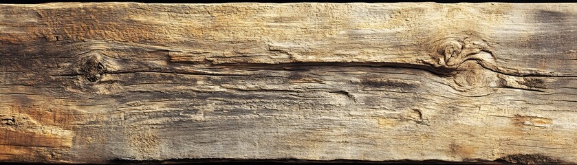 Naklejka premium A weathered wooden beam displays texture and aged characteristics