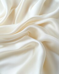 Obraz premium Extreme close-up of a luxurious silk fabric, smooth and flowing texture, gentle folds and highlights, soft sheen reflecting light, ultra-realistic textile detail,