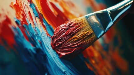 Fototapeta premium Brushstroke on vibrant abstract art