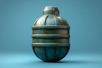 Rusty Grenade on Teal Background