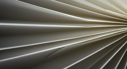 Abstract Close up of Folded White Paper Textured Layers Geometric Pattern Fan like Design