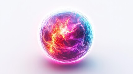 A mesmerizing 3D sphere in abstract digital art, featuring a kaleidoscope of vibrant hues—pink, blue, yellow, and orange. Multiple layered colors blend dynamically to evoke emotion and visual intrigue