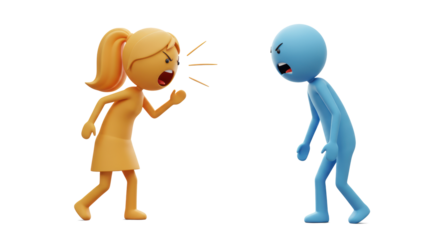 Woman Arguing with Man Anger and Frustration in Cartoon Characters Style