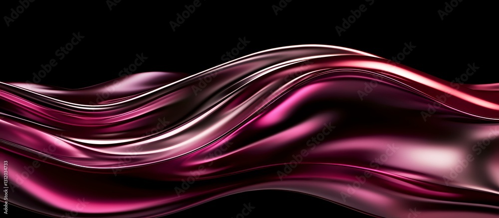 Poster elegant flowing pink and magenta waves create dynamic abstract pattern on black background. smooth g