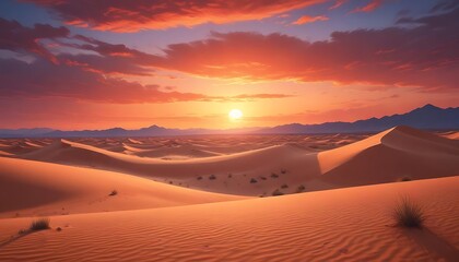 A beautiful sunset over the vast and stunning desert landscape