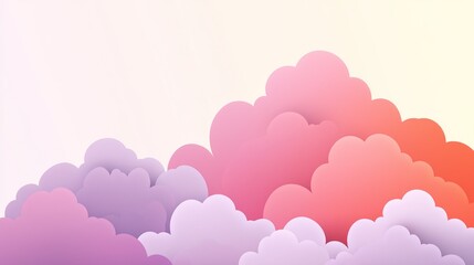 Fototapeta premium Pastel cloudscape; soft, colorful, layered clouds; serene, dreamlike sky; ideal for backgrounds, posters, cards