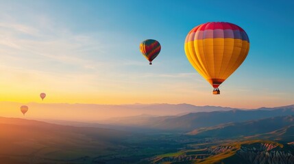 Fototapeta premium A hot air balloon festival over a valley.