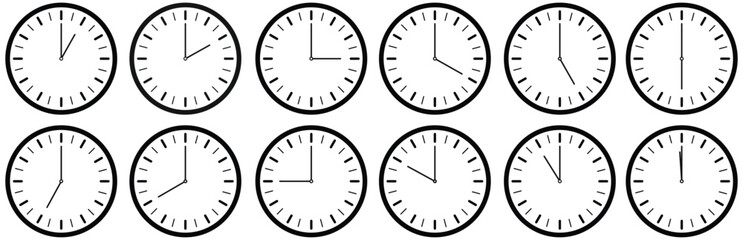 Set of Clock icon set horizontal set of analog clock icon Timers icon set vector illustrasion.   
