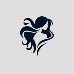 Elegant dark navy silhouette of a woman's profile with flowing hair