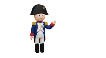 Napoleon Bonaparte Figurine in Uniform Presenting with Open Hand Gesture