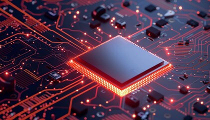 AI technology represented by a microchip, illustrating digital transformation