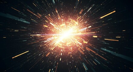 Abstract Digital Explosion Futuristic Energy Burst Glowing Lines High Tech Background