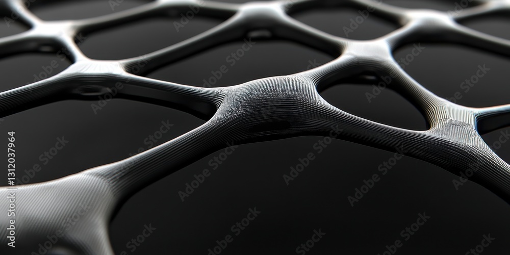 Poster abstract grayscale image of a network like structure with textured nodes and connecting branches aga