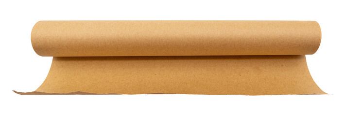 Roll of parchment paper for baking on a white background. Parchment paper isolate. homemade baking