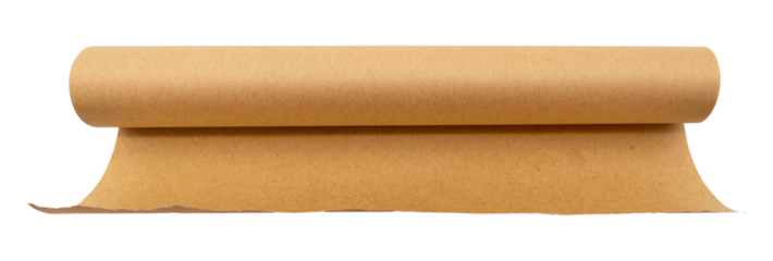 Roll of parchment paper for baking on a white background. Parchment paper isolate. homemade baking