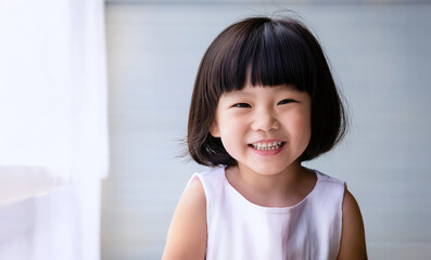 笑顔の女の子のポートレート・子供・日本人・アジア人