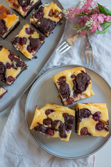 Chocolate cheesecake layered with brownie