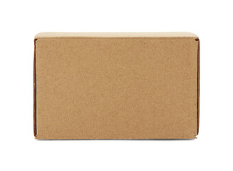 One blank cardboard box isolated on white. Mockup for design