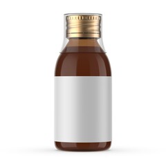 Blank Medical Glass Bottle With Aluminum Cap 3d Illustration.