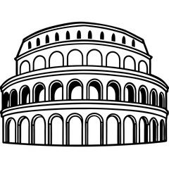 Fototapeta premium colosseum line art on white background 