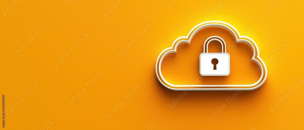 Poster endpoint cyber security defense. cloud computing concept with a secure lock symbol on a vibrant back